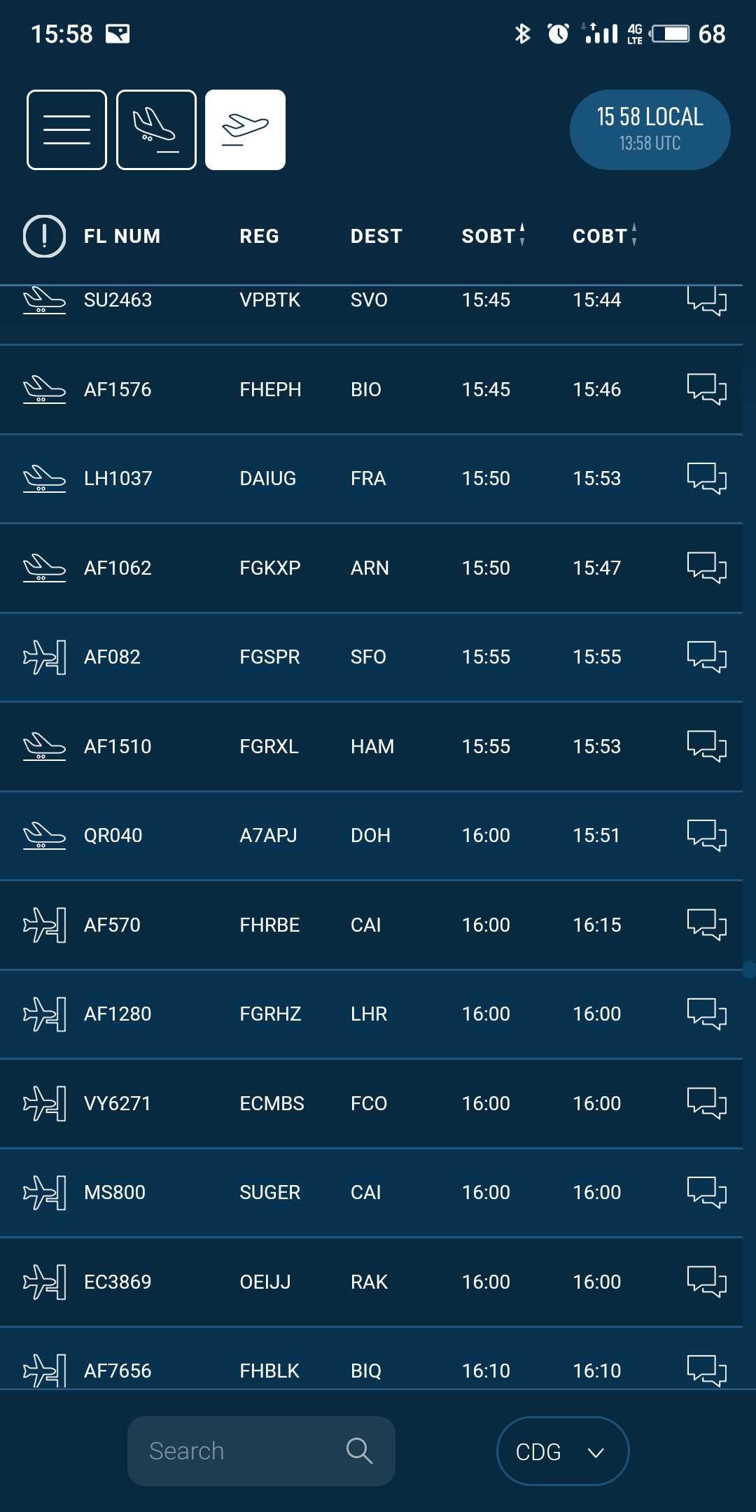 Departure list phone