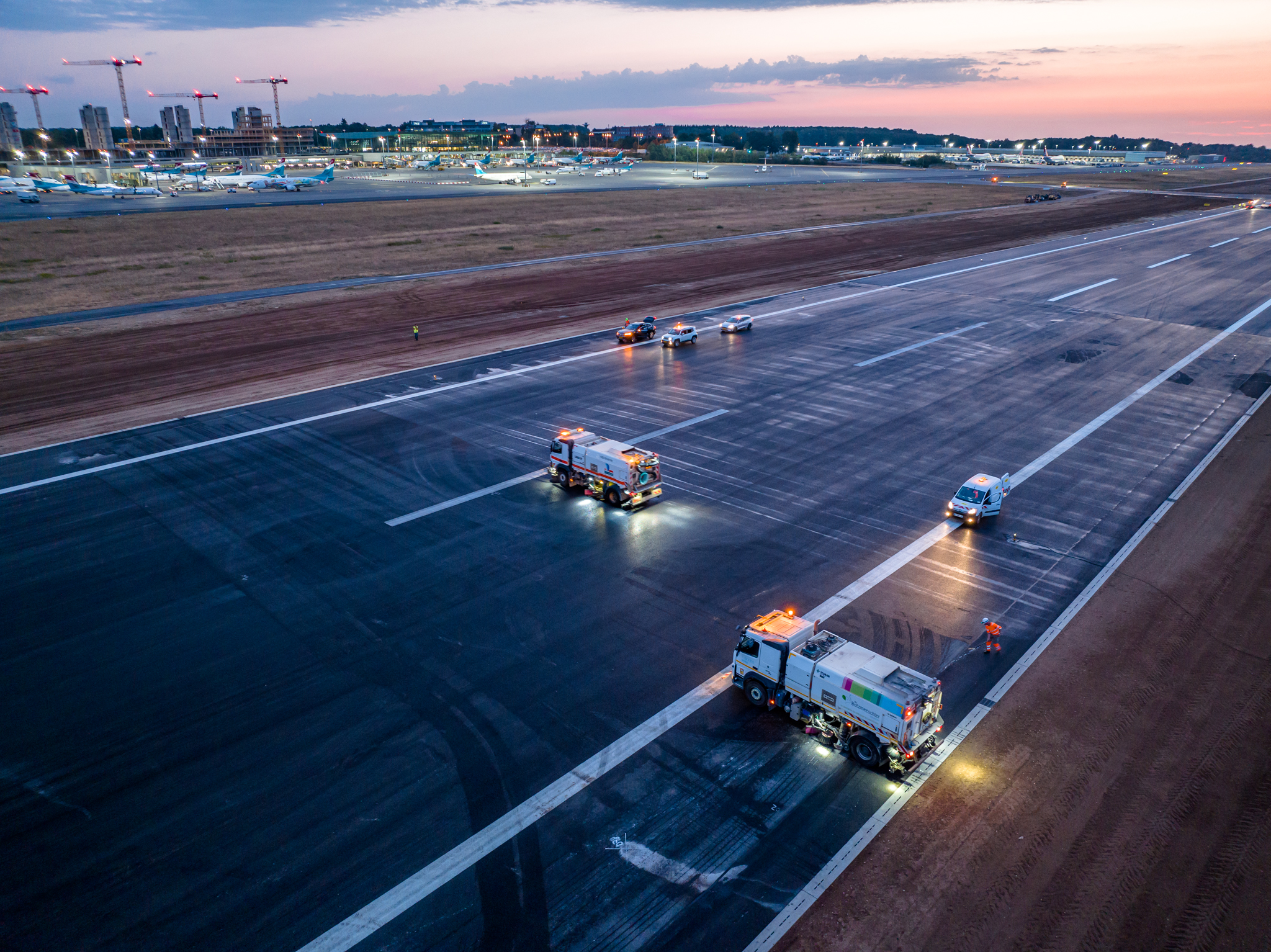 Travaux de rénovation de la piste de l'aéroport de Luxembourg